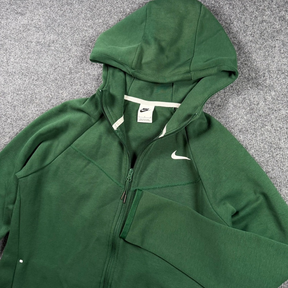 Nike Tech Fleece Full Zip Hoodie Womens L Gorge Green CW7220-342 Raglan Sleeve